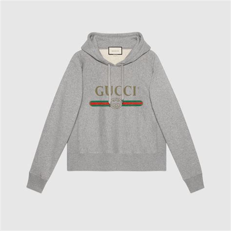 hooded cotton sweatshirt with gucci print|Gucci Sweatshirts & Hoodies for Women .